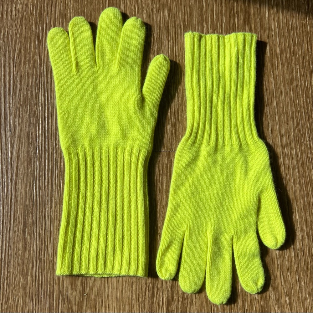 J.Crew Collection Cashmere Gloves - Neon Lemon